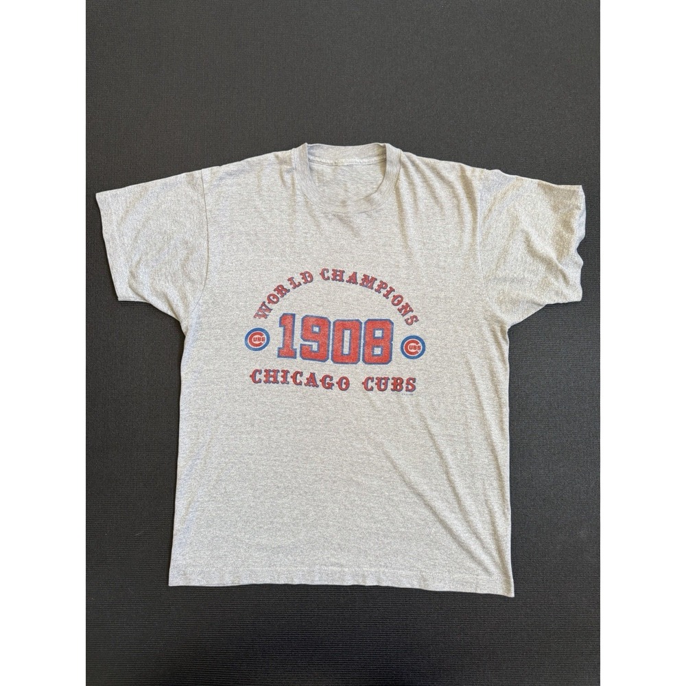 Vintag 80s 1988 MLB CHICAGO CUBS T SHIRT WORLD CHAMPIONS SINGLE STITCH GREY M